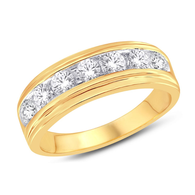 Yellow Gold Diamond Mens Band Ring