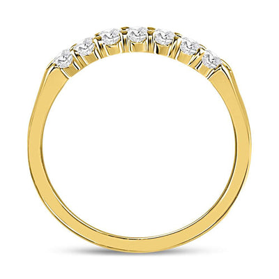 14kt Yellow Gold Womens Round Diamond Single Row Comfort Wedding Band 1/4 Cttw