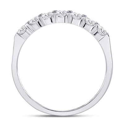 14kt White Gold Womens Round Diamond Single Row Machine-set Wedding Band 1/2 Cttw