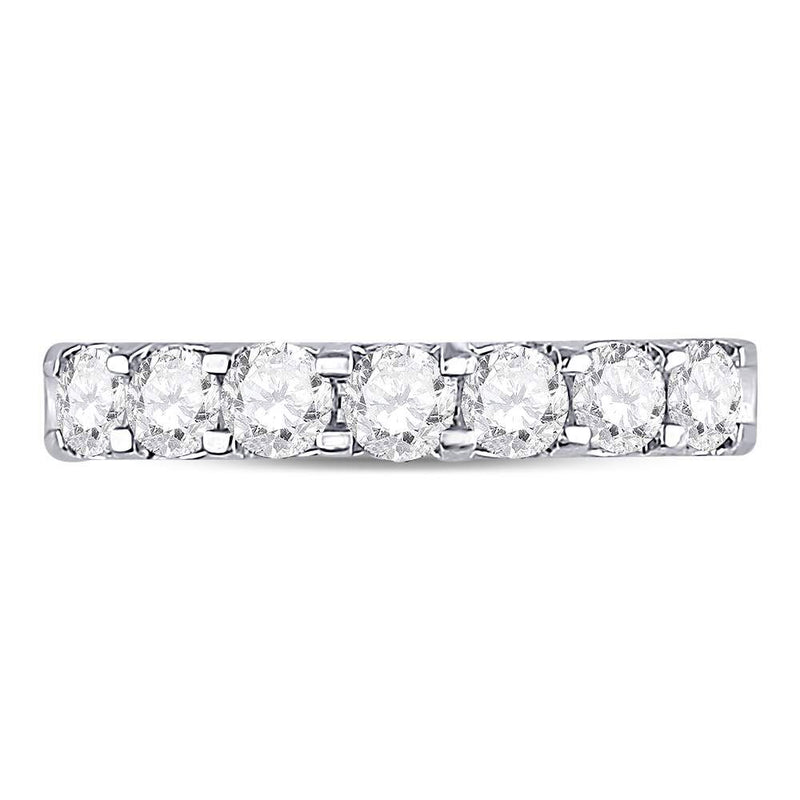 14kt White Gold Womens Round Diamond Single Row Comfort Wedding Band 1 Cttw