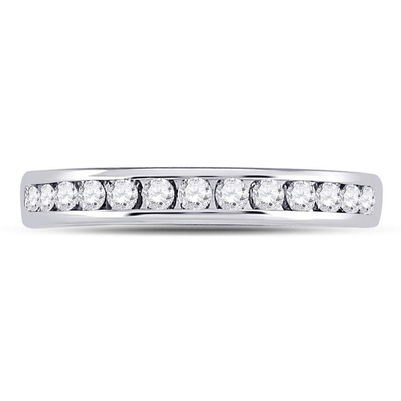 14kt White Gold Womens Round Diamond Single Row Channel-set Wedding Band 1/3 Cttw