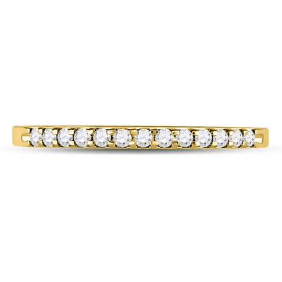 14kt Yellow Gold Womens Round Diamond Single Row Machine-set Wedding Band 1/6 Cttw