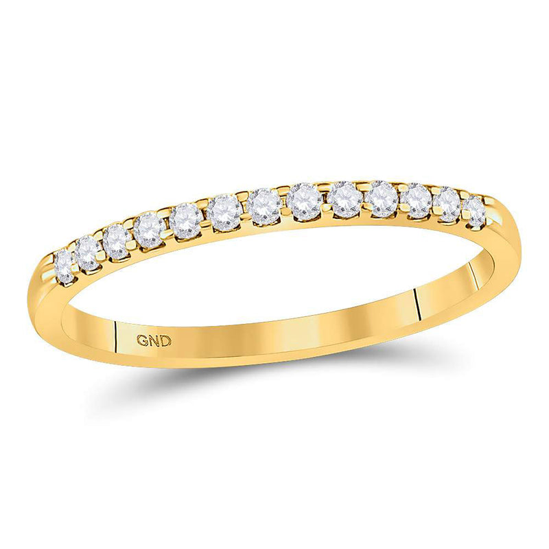 14kt Yellow Gold Womens Round Diamond Single Row Machine-set Wedding Band 1/6 Cttw