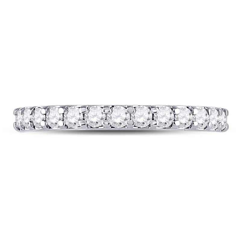 14kt White Gold Womens Round Diamond Wedding Anniversary Band 1/2 Cttw