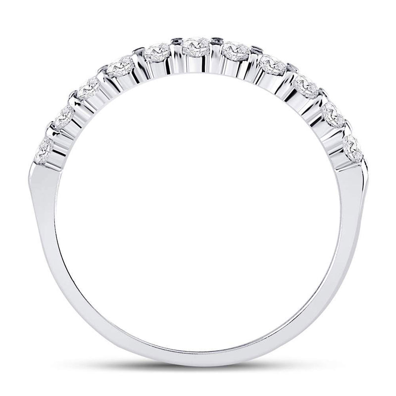 14kt White Gold Womens Round Diamond Single Row Machine-set Wedding Band 1/2 Cttw