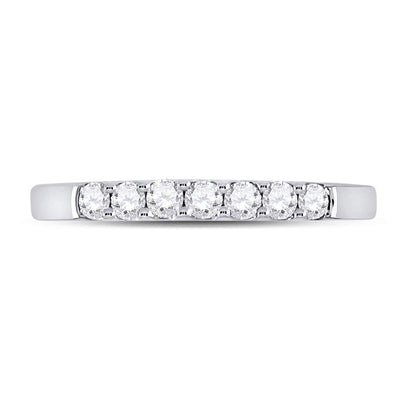 14kt White Gold Womens Round Diamond Single Row Wedding Band 1/4 Cttw