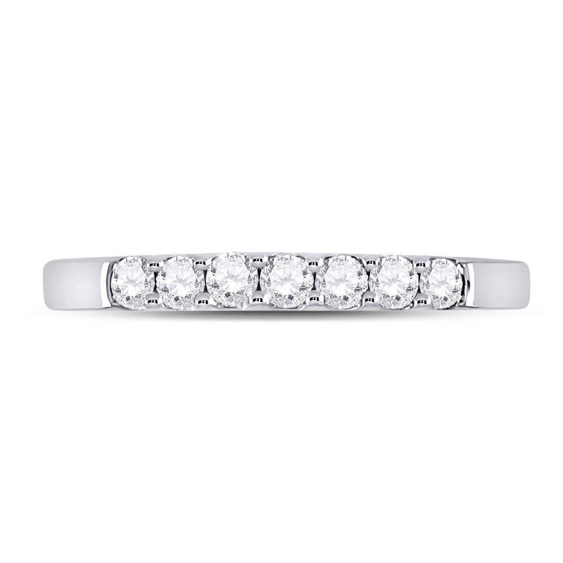 14kt White Gold Womens Round Diamond Single Row Wedding Band 1/4 Cttw