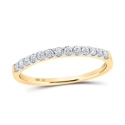 14kt Yellow Gold Womens Round Diamond Slender Wedding Anniversary Band 1/4 Cttw