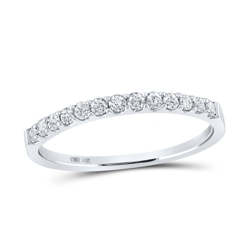 14kt White Gold Womens Round Diamond Slender Wedding Anniversary Band 1/4 Cttw