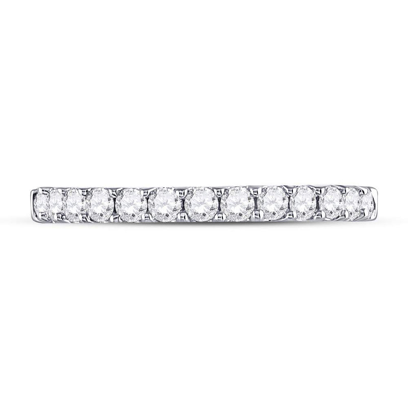 14kt White Gold Womens Round Diamond Single Row Wedding Band 1/2 Cttw