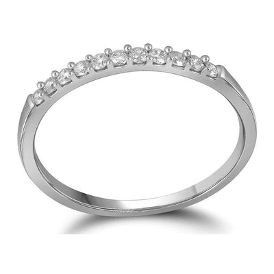 14kt White Gold Womens Round Diamond Wedding Anniversary Band Ring 1/6 Cttw