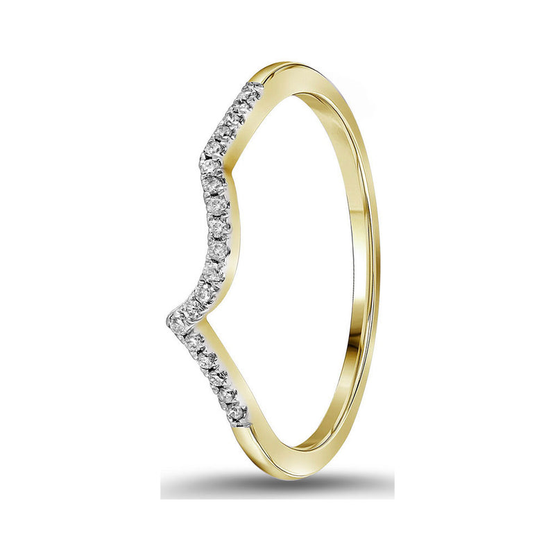 14kt Yellow Gold Womens Round Diamond Wedding Contoured Band 1/20 Cttw