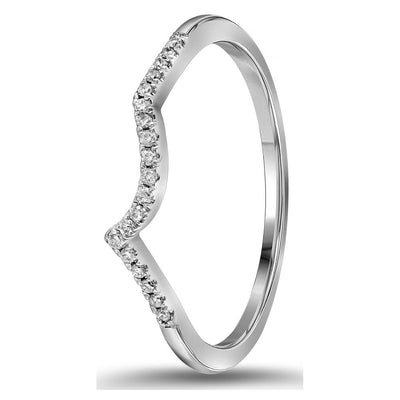 14kt White Gold Womens Round Diamond Wedding Contoured Band 1/20 Cttw