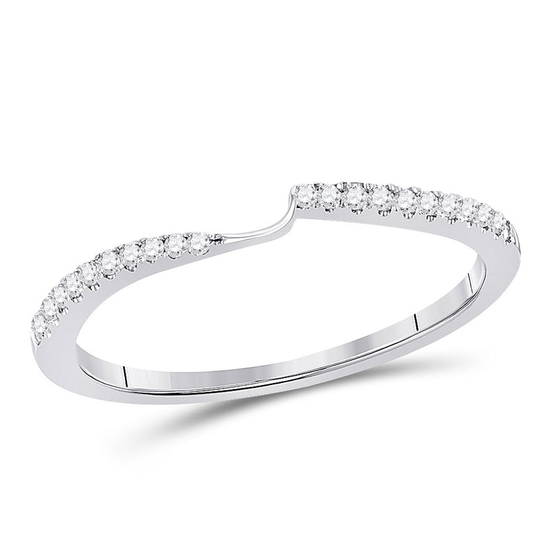 14kt White Gold Womens Round Diamond 2-stone Wedding Band 1/8 Cttw