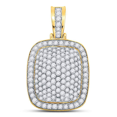 14kt Yellow Gold Mens Round Diamond Pillow Charm Pendant 3 Cttw