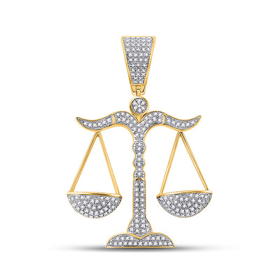 10kt Yellow Gold Mens Round Diamond Scales of Justice Charm Pendant 3/8 Cttw