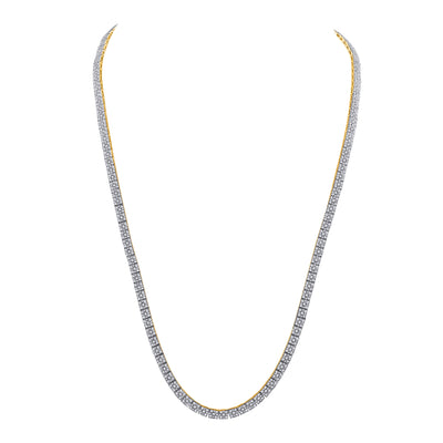 10kt Yellow Gold Mens Round Diamond Fashion Chain Necklace 12 Cttw