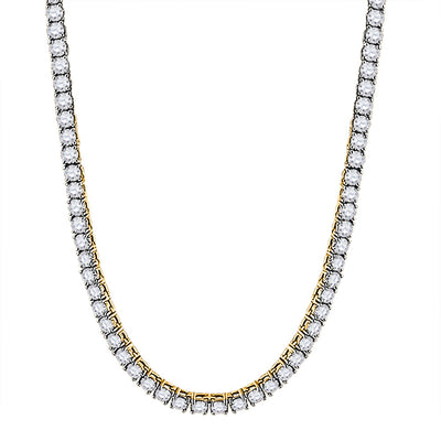 10kt Yellow Gold Mens Round Diamond 26" Tennis Chain Necklace 25-3/8 Cttw