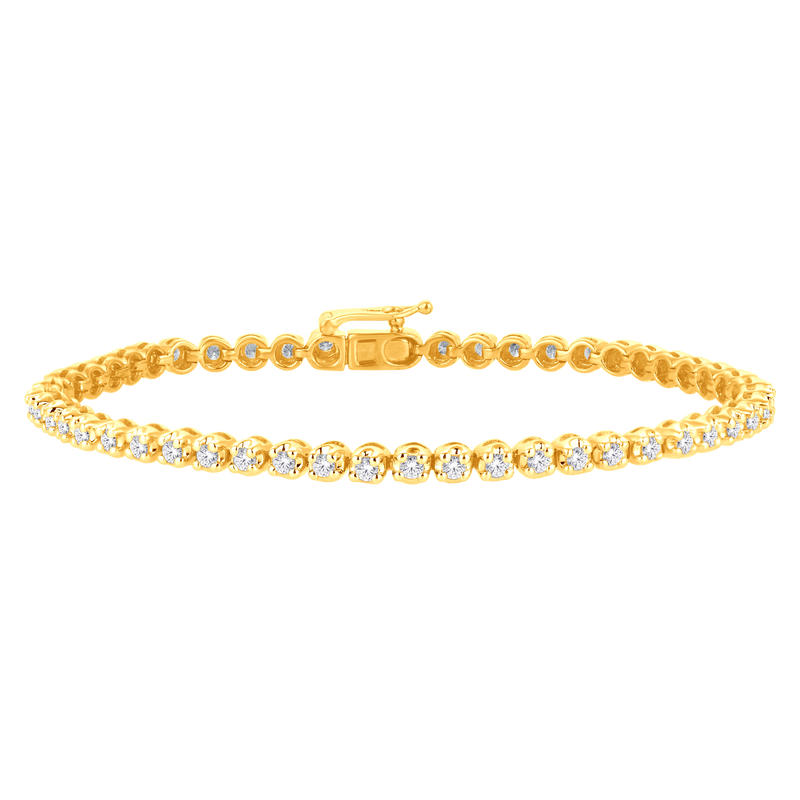 Yellow Gold Round Diamond Bangle Bracelet