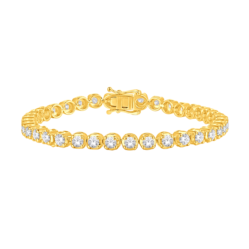 Yellow Gold Round Diamond Bangle Bracelet