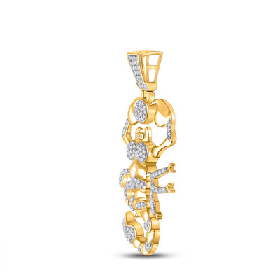 10kt Yellow Gold Mens Round Diamond Scorpion Charm Pendant 1 Cttw