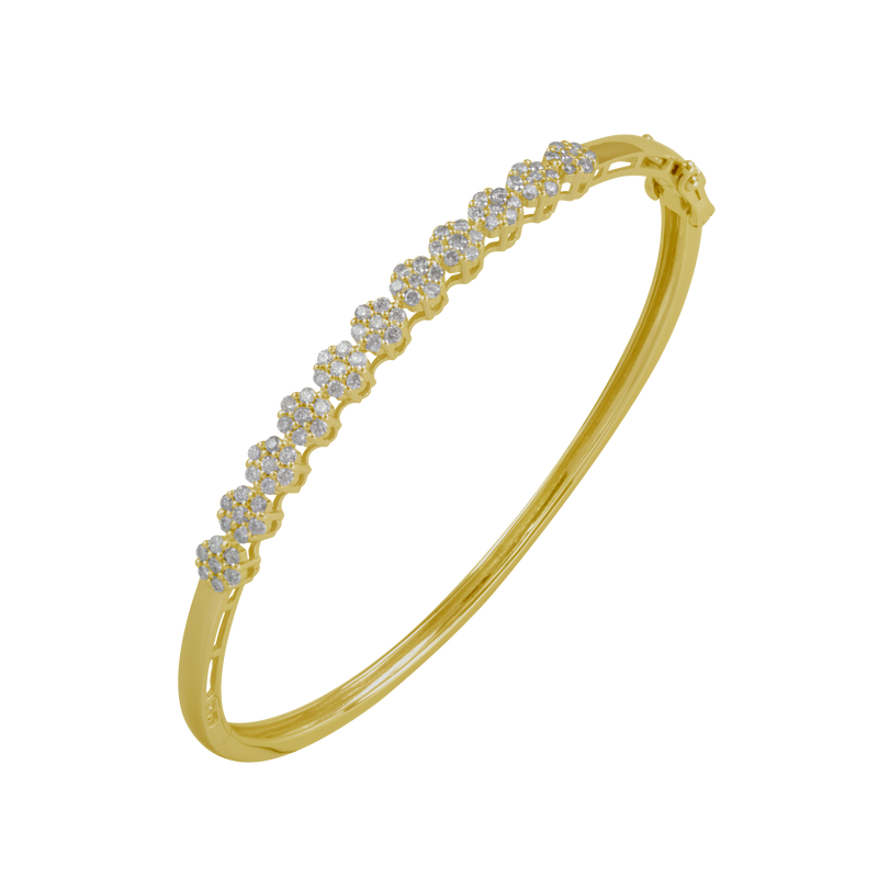 Yellow Gold Round Diamond Bangle Bracelet