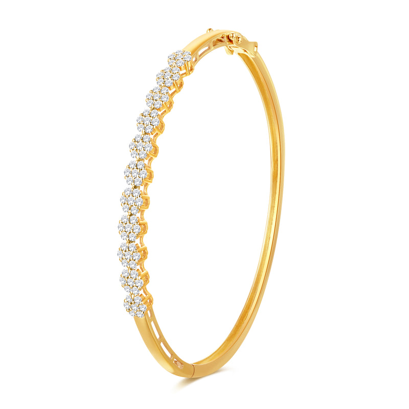 Yellow Gold Round Diamond Bangle Bracelet