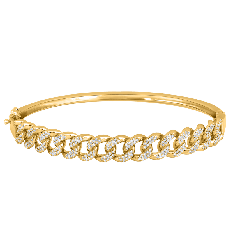 Yellow Gold Round Diamond Bangle Bracelet