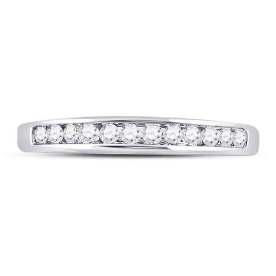 14kt White Gold Womens Round Diamond Wedding Channel Set Band 1/4 Cttw