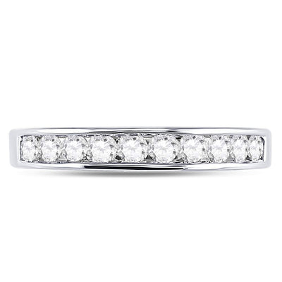 14kt White Gold Womens Round Diamond Wedding Channel Set Band 1/2 Cttw