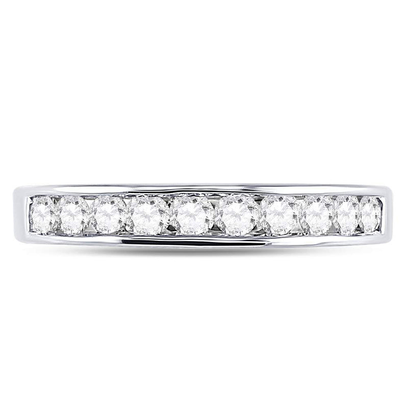 14kt White Gold Womens Round Diamond Wedding Channel Set Band 1/2 Cttw