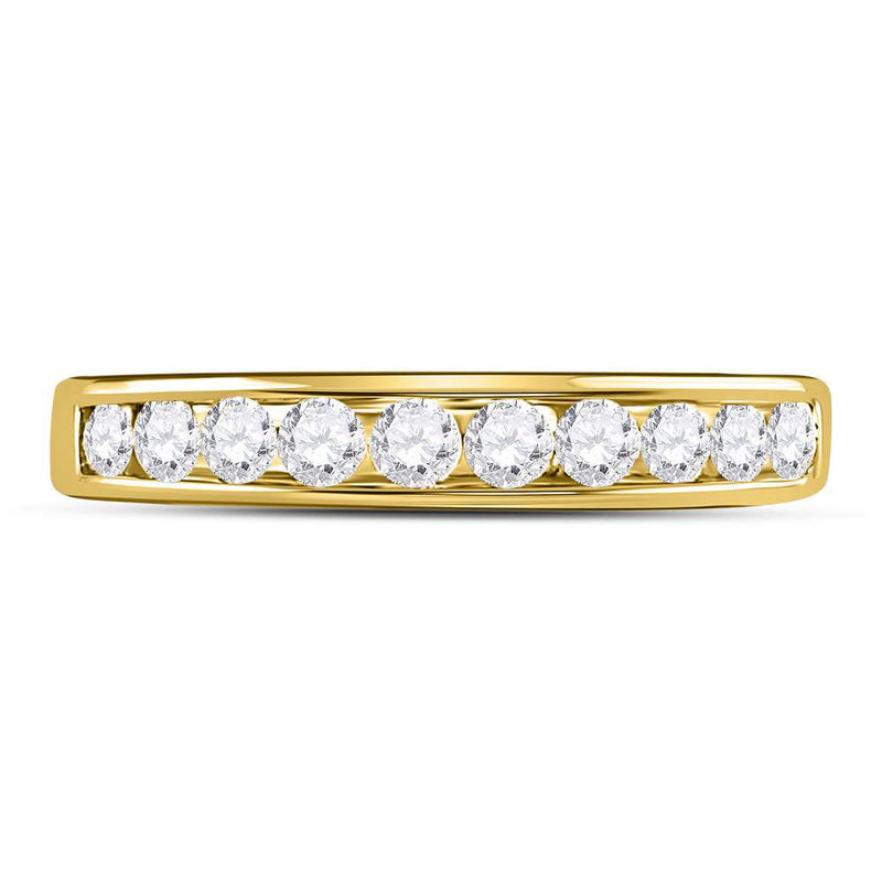 14kt Yellow Gold Womens Round Diamond Wedding Channel Set Band 1/2 Cttw