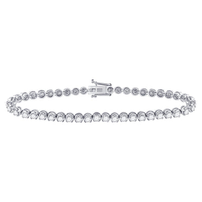 14kt White Gold Womens Round Diamond Classic Tennis Bracelet 4 Cttw