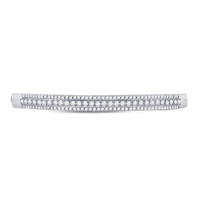 14kt White Gold Womens Round Diamond Bangle Bracelet 1-7/8 Cttw