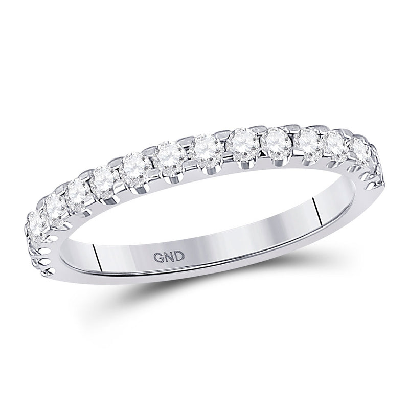 14kt White Gold Womens Round Diamond Wedding Machine-Set Band 1/2 Cttw