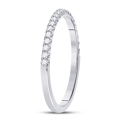 14kt White Gold Womens Round Diamond Wedding Machine-Set Band 1/5 Cttw