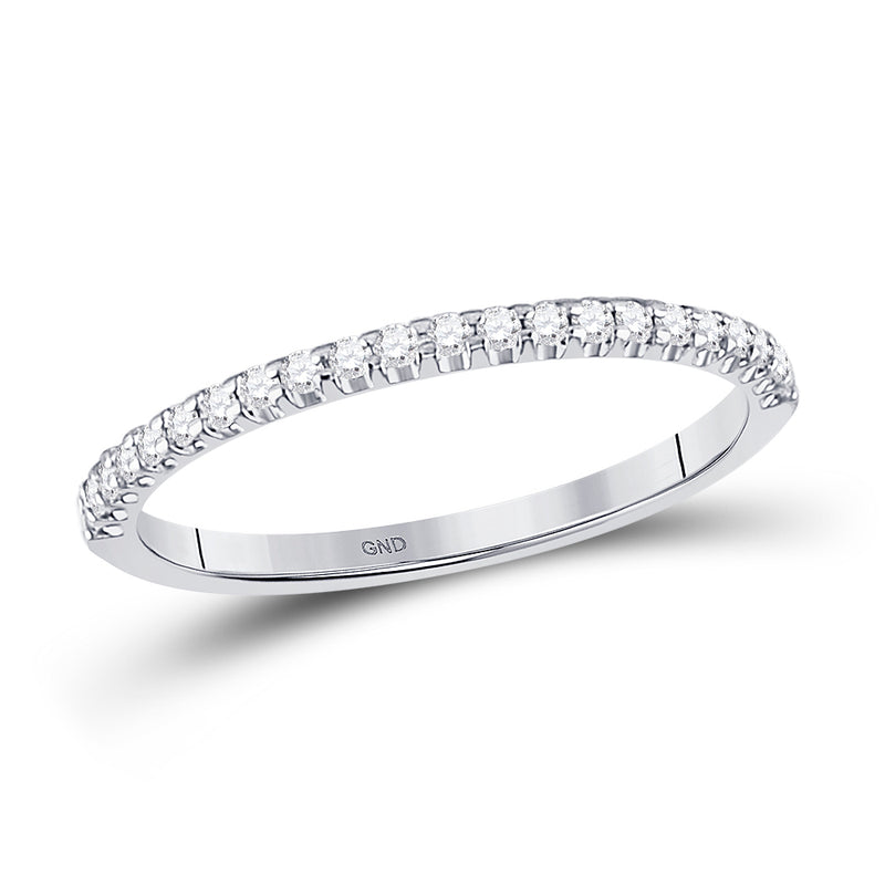 14kt White Gold Womens Round Diamond Wedding Machine-Set Band 1/5 Cttw