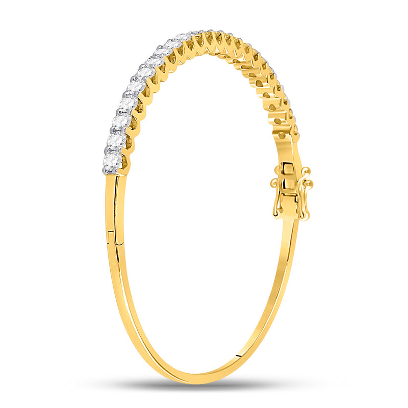 14kt Yellow Gold Womens Round Diamond Bangle Bracelet 3 Cttw