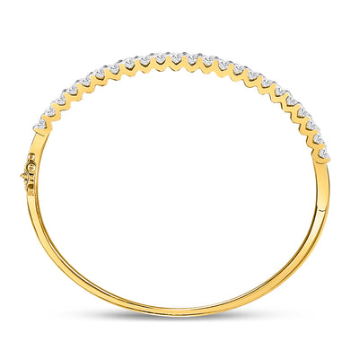 14kt Yellow Gold Womens Round Diamond Bangle Bracelet 3 Cttw
