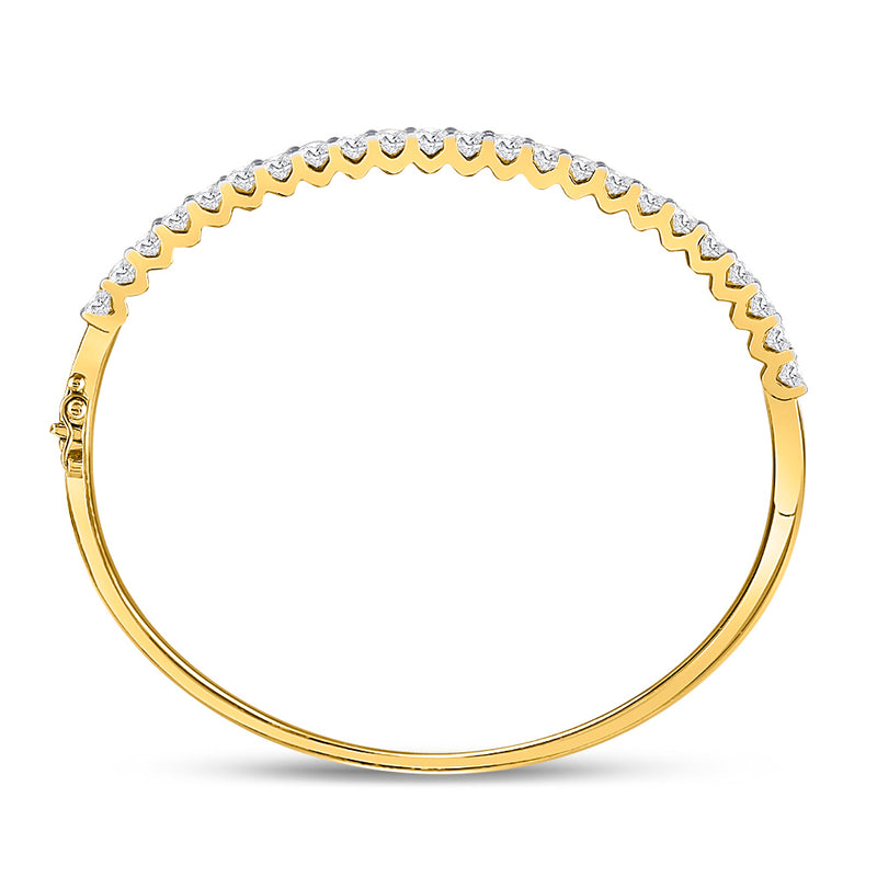 14kt Yellow Gold Womens Round Diamond Bangle Bracelet 3 Cttw