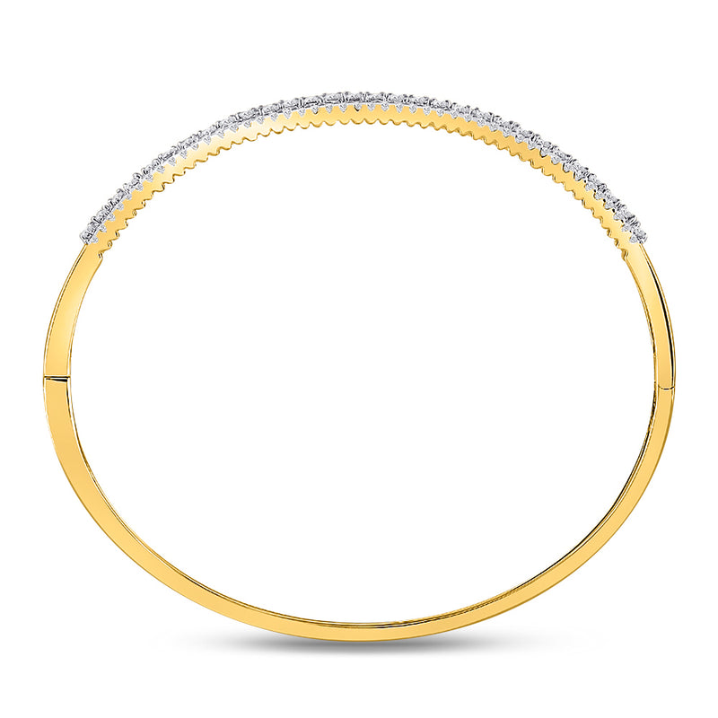 14kt Yellow Gold Womens Round Diamond Bangle Bracelet 1-7/8 Cttw