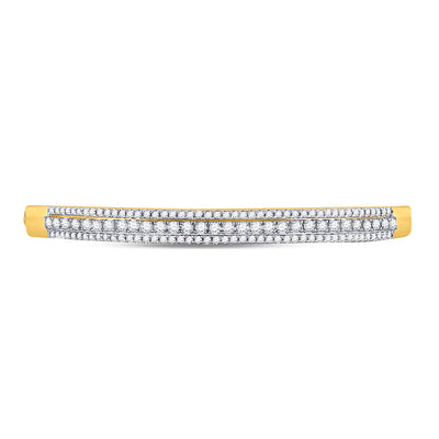 14kt Yellow Gold Womens Round Diamond Bangle Bracelet 1-7/8 Cttw