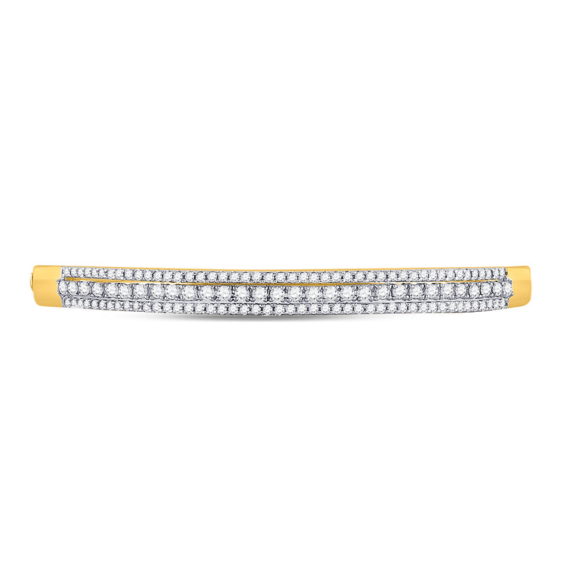 14kt Yellow Gold Womens Round Diamond Bangle Bracelet 1-7/8 Cttw