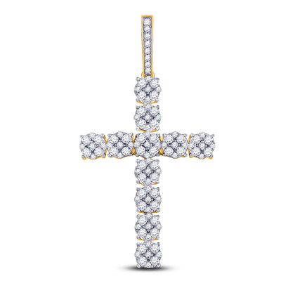 10kt Yellow Gold Mens Round Diamond Cross Charm Pendant 2 Cttw