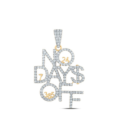 10kt Yellow Gold Mens Round Diamond No Days Off 24 7 365 Charm Pendant 2 Cttw