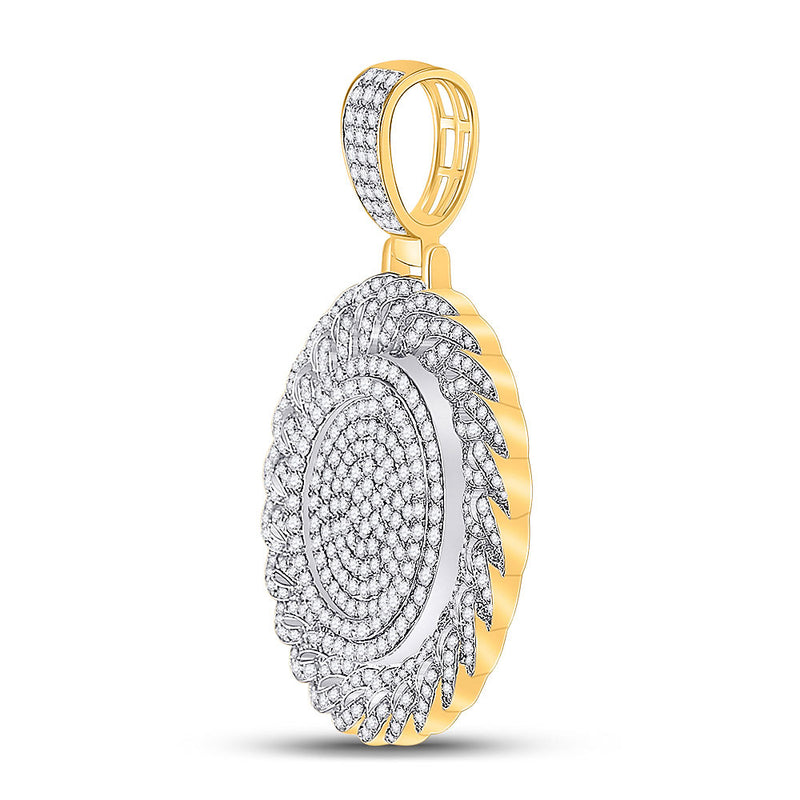 14kt Yellow Gold Mens Round Diamond Circle Medallion Charm Pendant 4-5/8 Cttw