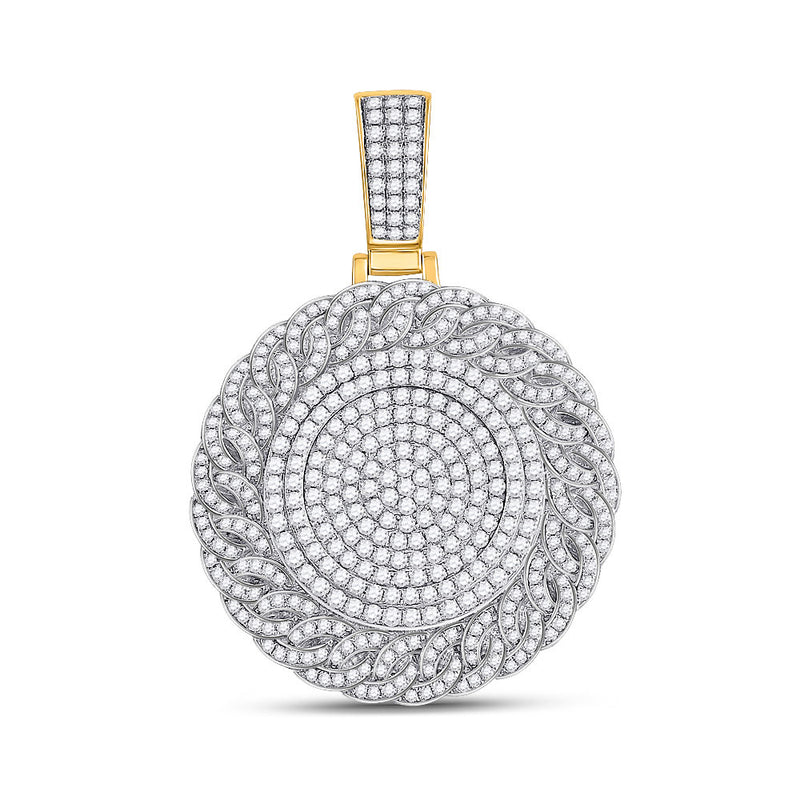 14kt Yellow Gold Mens Round Diamond Circle Medallion Charm Pendant 4-5/8 Cttw