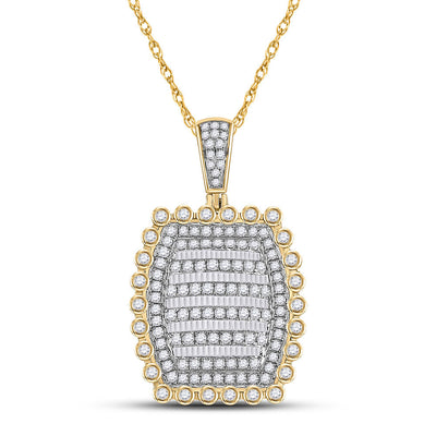 10kt Yellow Gold Mens Round Diamond Pillow Cushion Charm Pendant 2-1/3 Cttw