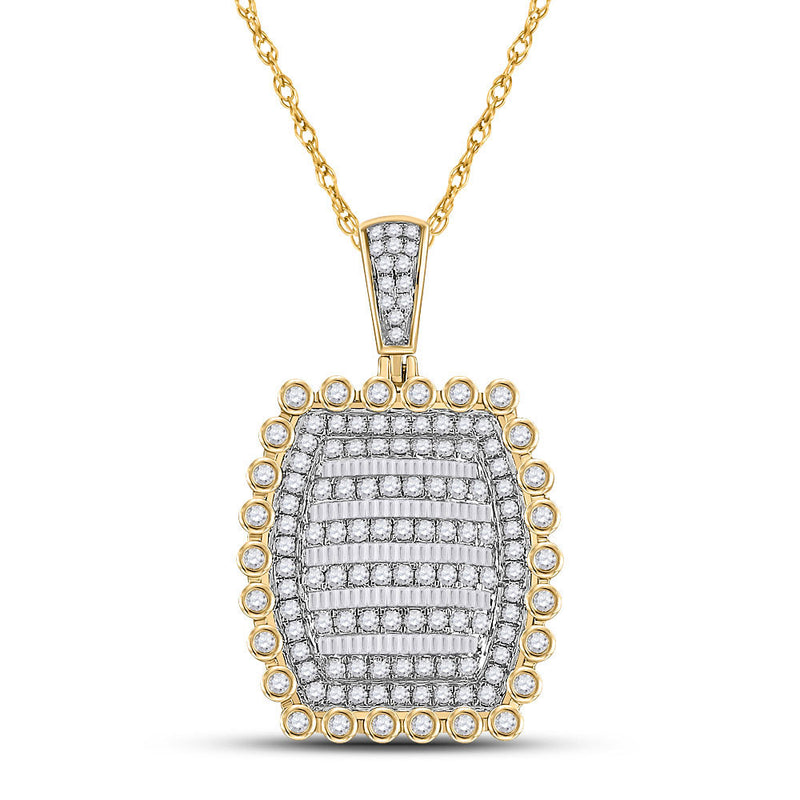 10kt Yellow Gold Mens Round Diamond Pillow Cushion Charm Pendant 2-1/3 Cttw