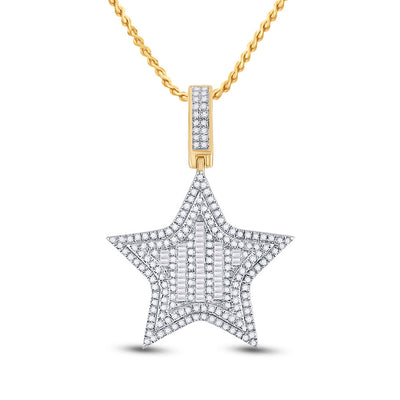 14kt Yellow Gold Mens Round Diamond Star Charm Pendant 3/4 Cttw